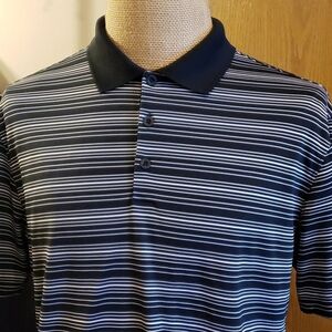 Nike golf black with white stripes polo shirt 🔥